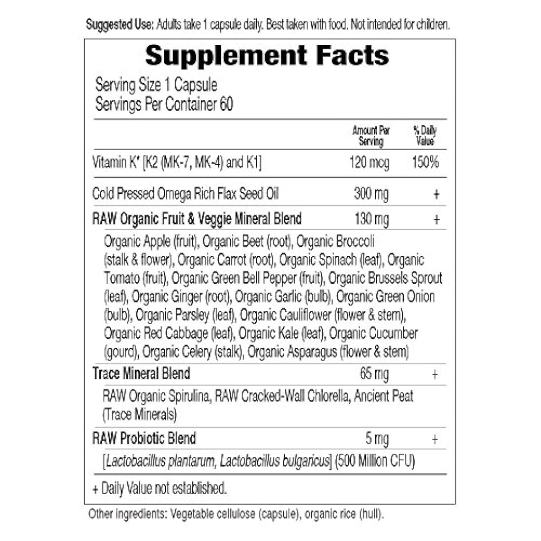Suplemento vitamínico, Vitamina K, complejo de alimentos