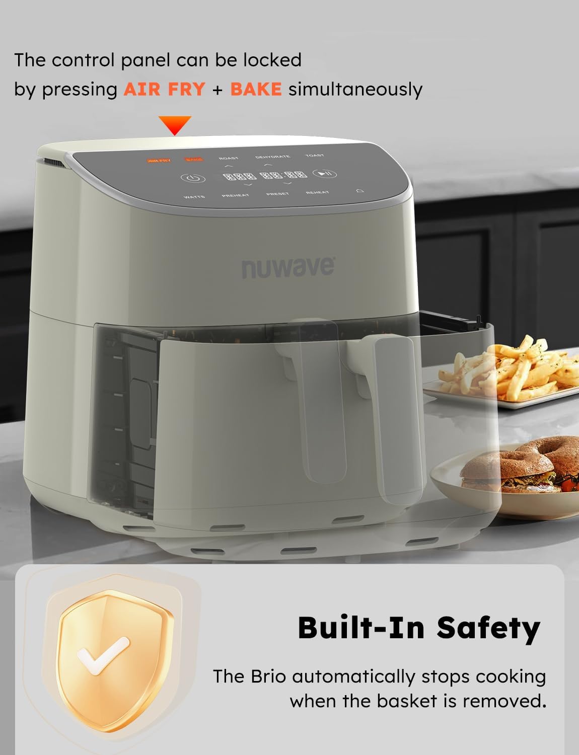 Freidora de aire Nuwave Brio Plus, 8 Qt, 5 funciones, 100 presets