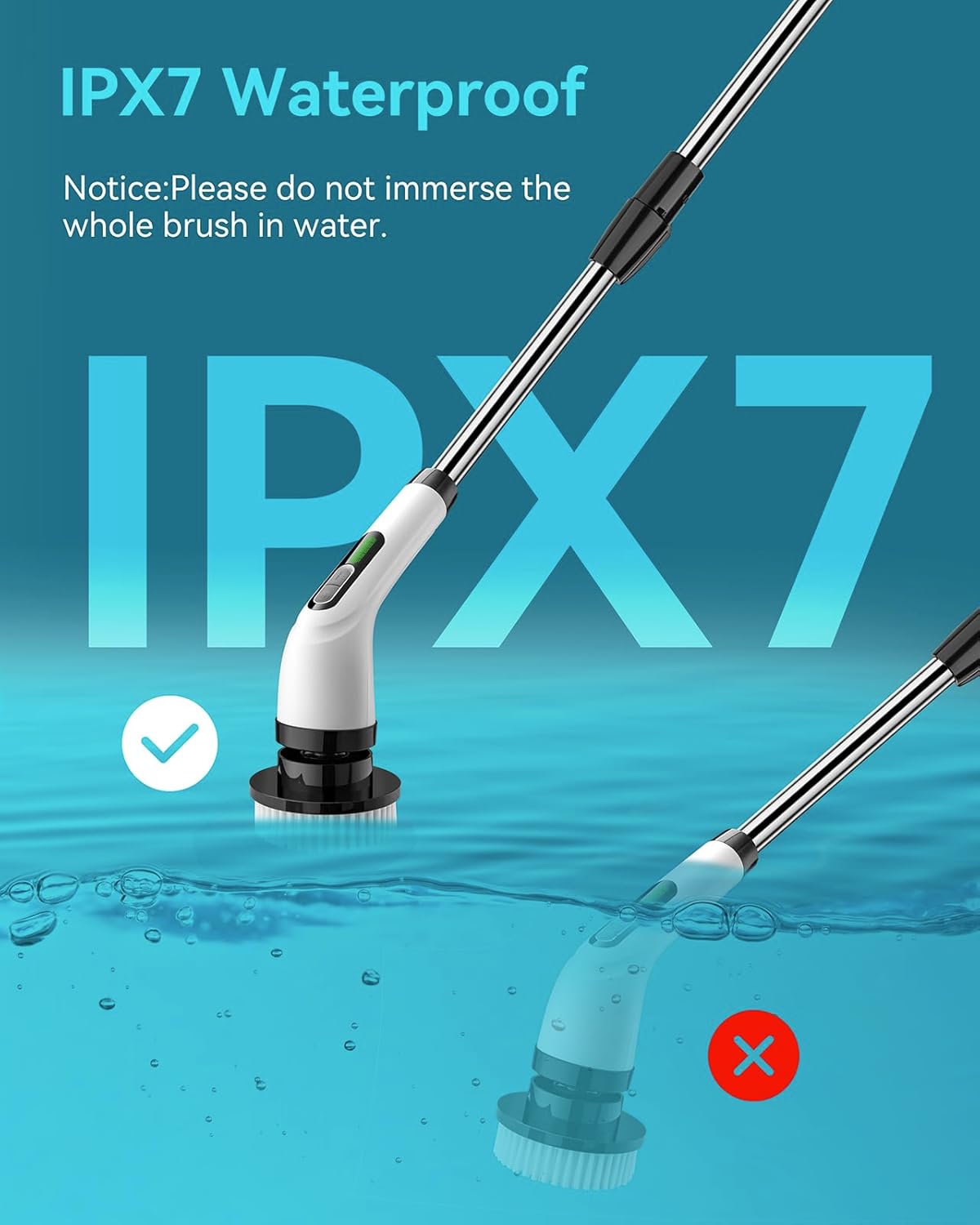 Limpiador eléctrico giratorio para limpiar el baño: limpiador de ducha eléctrico inalámbrico - Cepillo de limpieza eléctrico para bañera de azulejos