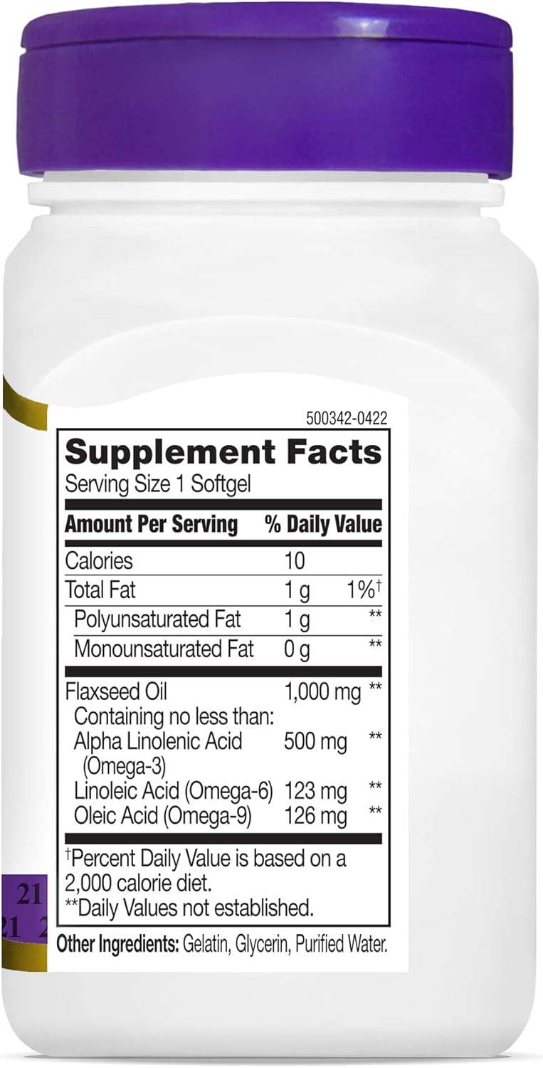 Aceite de Linaza 1000 mg 60 Gelatinas Blandas, 21st Century