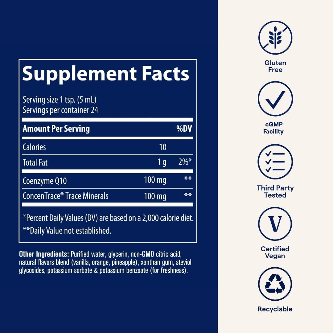 Suplemento líquido CoQ10 100 mg Trace Minerals, 4 oz