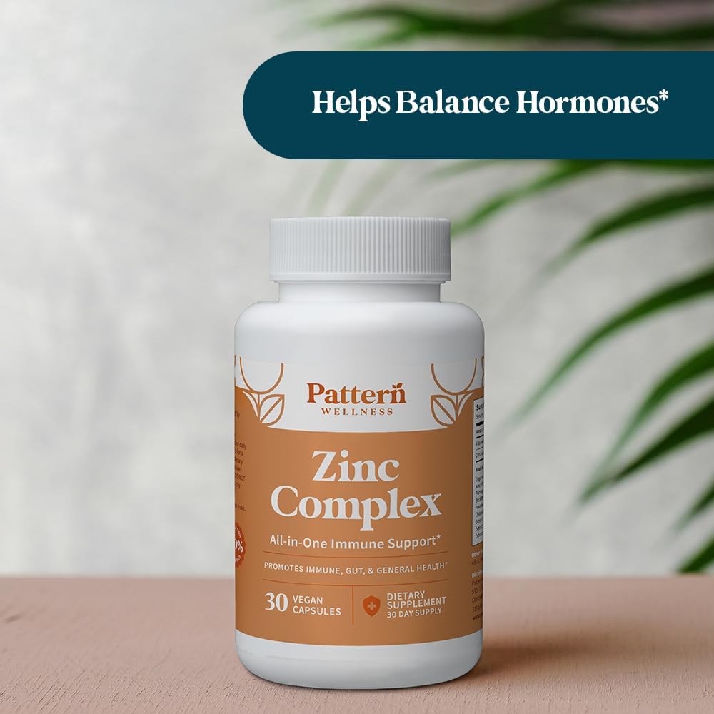 Complejo de Zinc Pattern Wellness con Vitamina C y Probióticos - 30 Cápsulas