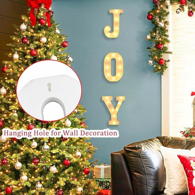 Letrero LED Joy, decoración navideña, 3 luces, batería, interior