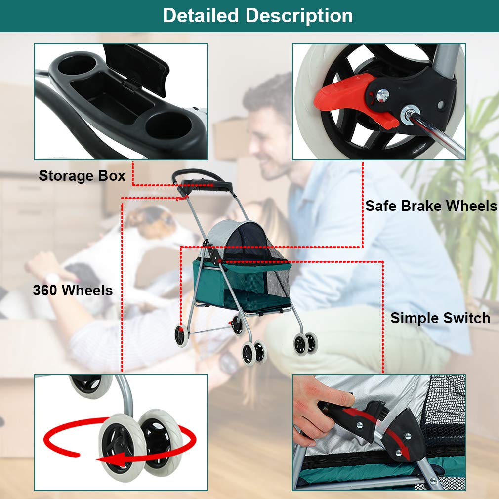 Carrito de mascotas BestPet, plegable y portátil para viajes