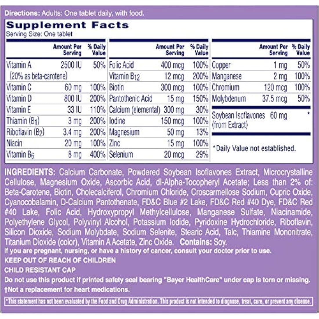 menopausia multivitamínico para mujer con vitamina A