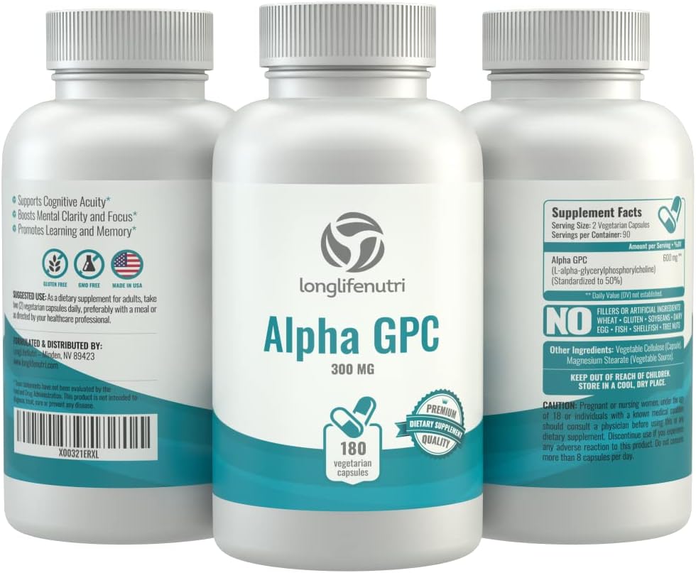 Suplemento Alpha GPC 300 mg - Mejora Cognitiva y Memoria