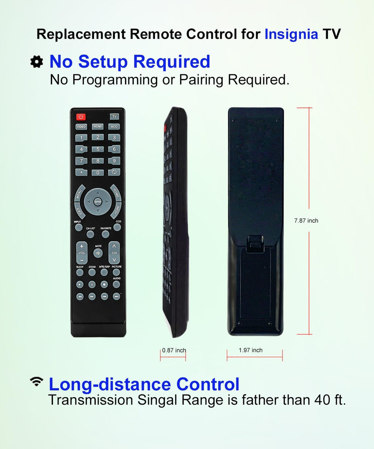 Control remoto Insignia para TV modelo NS-24EB790A12 y otros