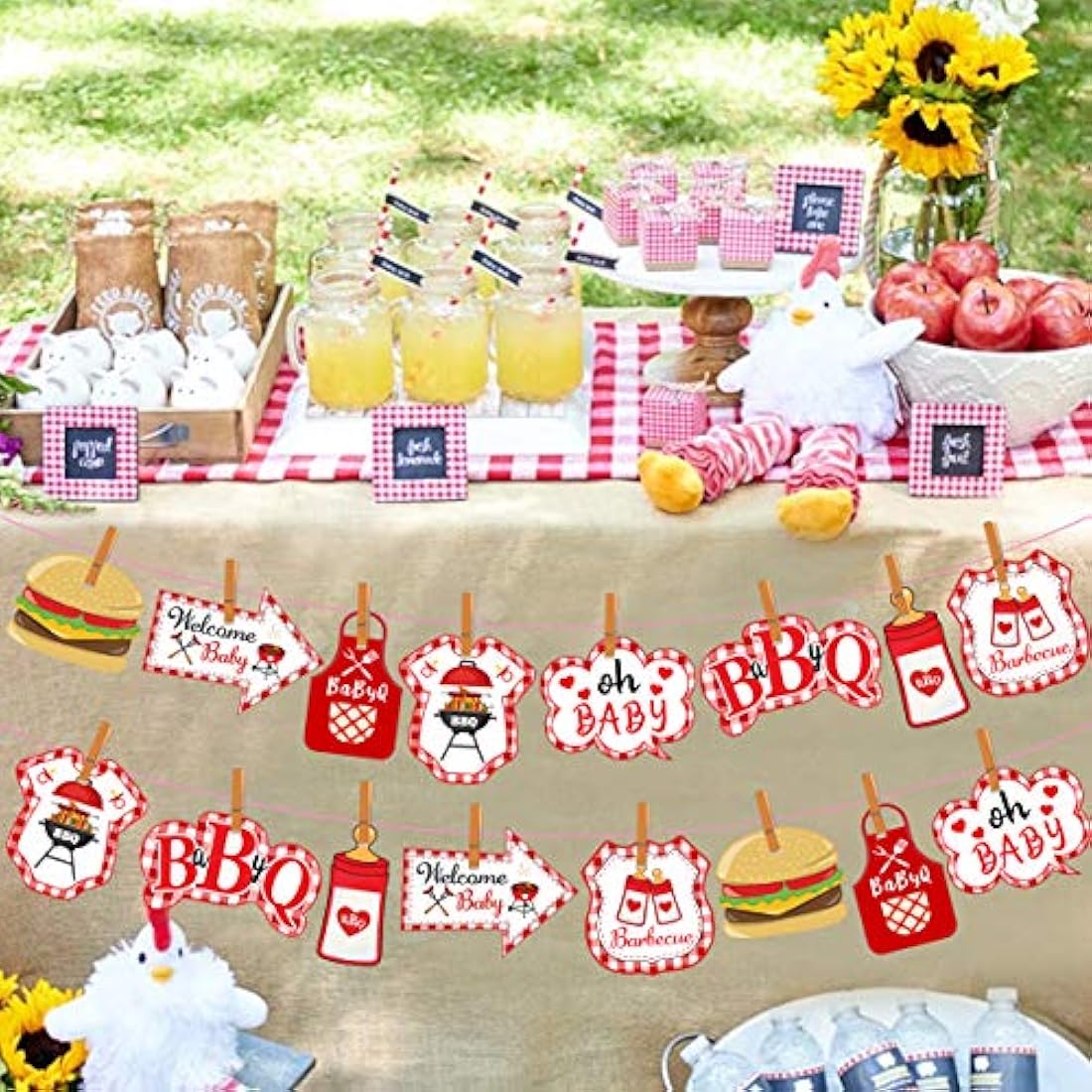 Centro de mesa para barbacoa, baby shower, 24 piezas