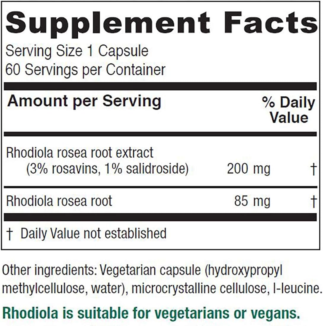 Suplemento Rhodiola Rosea Extracto de raíz de 200 mg 60und