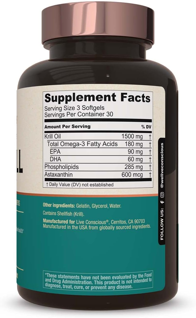 Suplemento Live Conscious KrillWell apoyo cognitivo 90 und