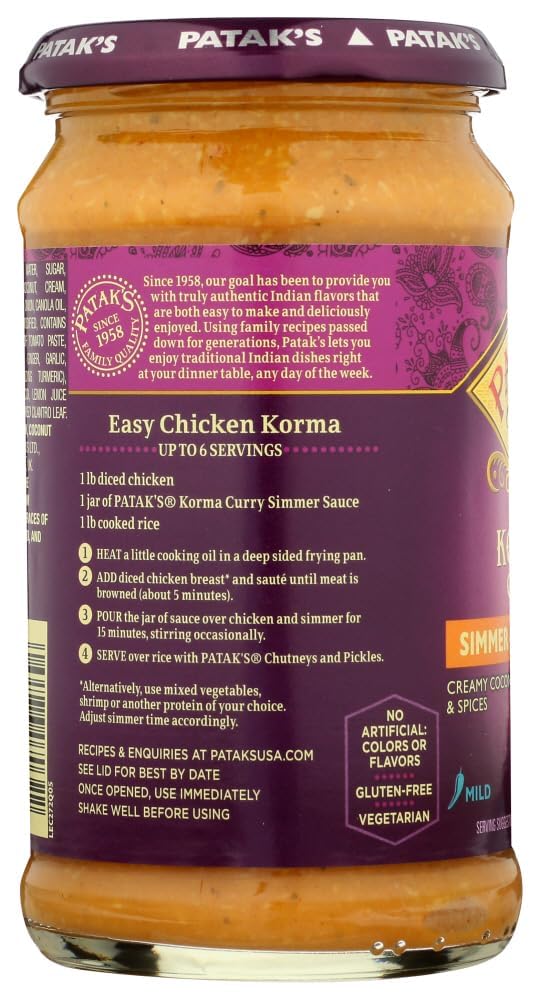 Salsa de Curry Korma Suave Patak's 15 oz - Sabor Auténtico