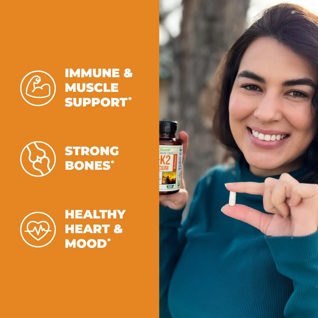 Suplemento de Vitamina D3, K2 y Calcio con BioPerine 60 cáp