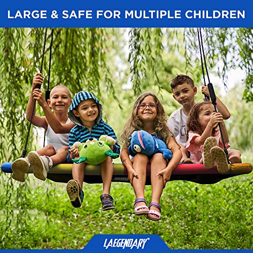 LAEGENDARY - Columpio gigante para árbol de plataforma de 60 pulgadas para niños y adultos, soporta hasta 700 libras, columpio de surf para uso en exteriores e interiores, rectángulo arcoíris