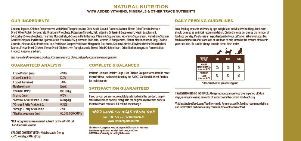 Instinct Comida seca natural para gatos de Nature's Variety