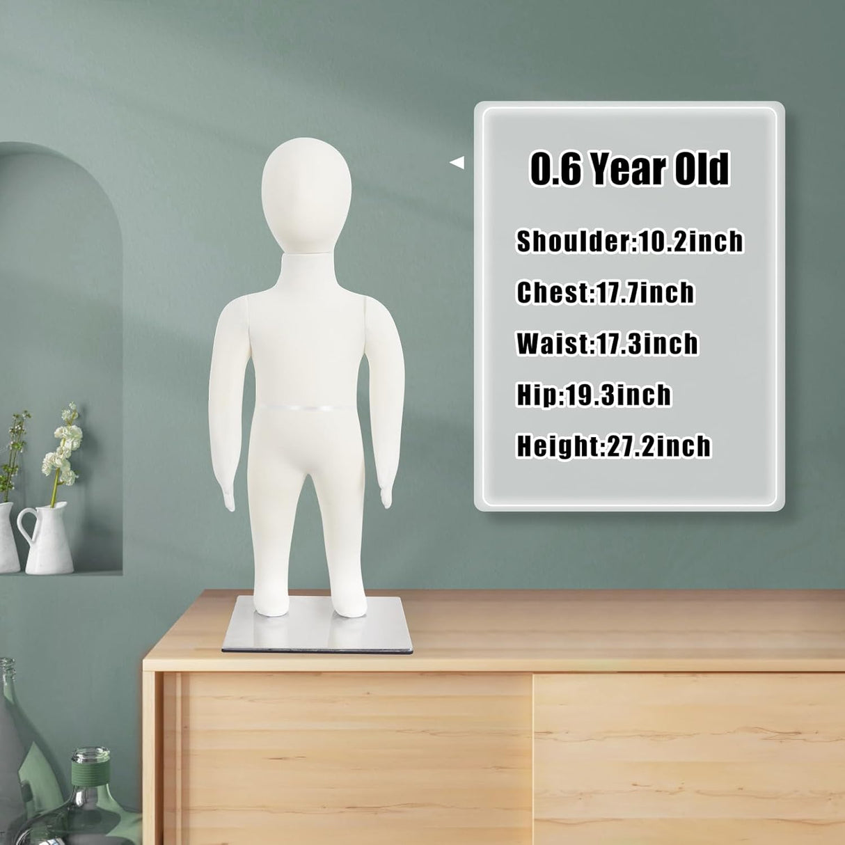 Maniquí Bebé con Brazos y Piernas Flexibles - Base Metálica