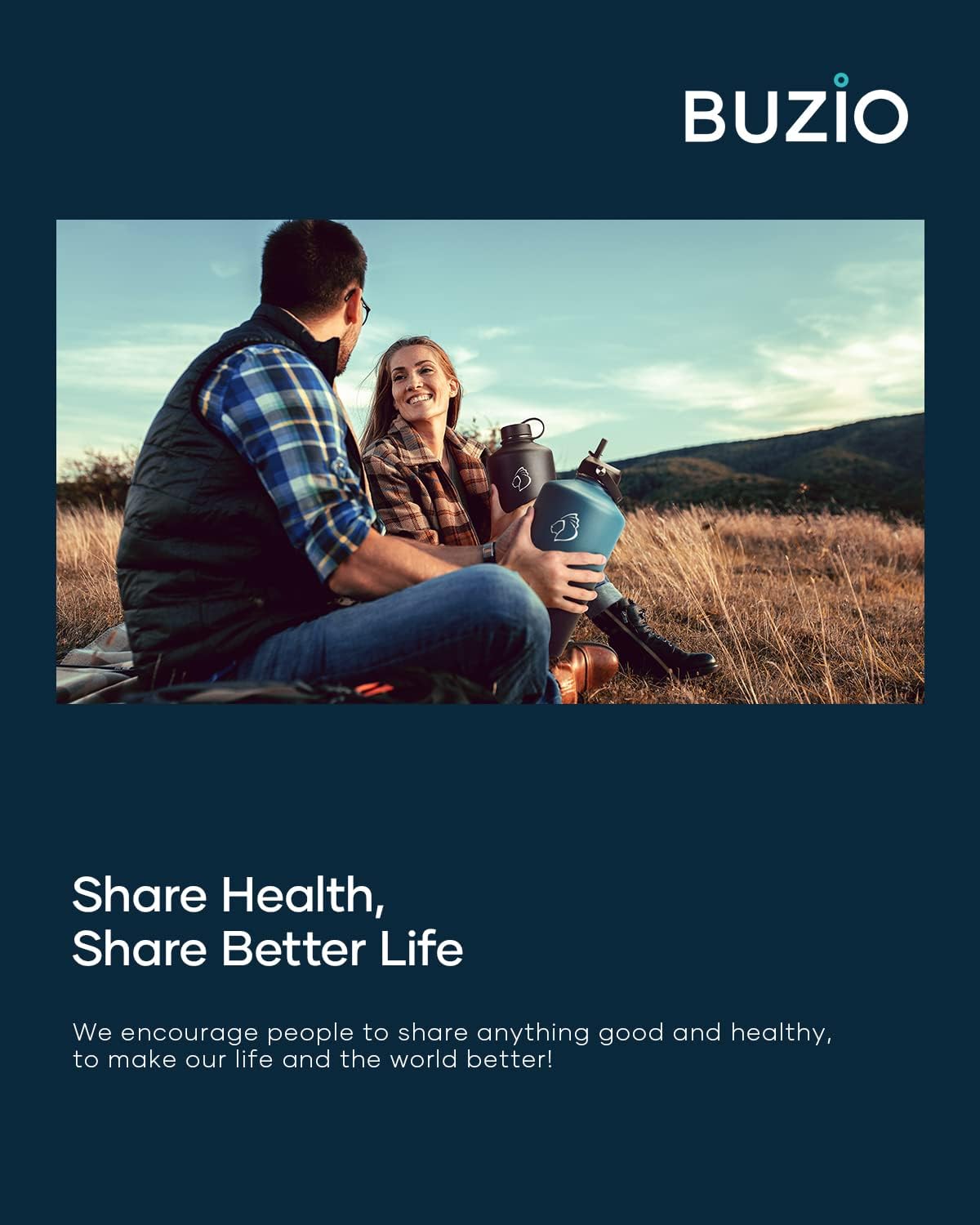 Botella de agua BUZIO 1 galón con tapa y sorbete, 128oz