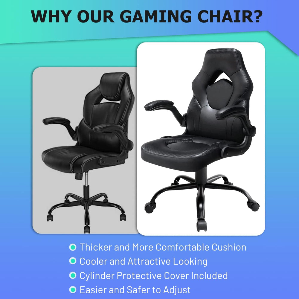 Silla Gaming de cuero regenerado, Negro S6YH Wonder Comfort