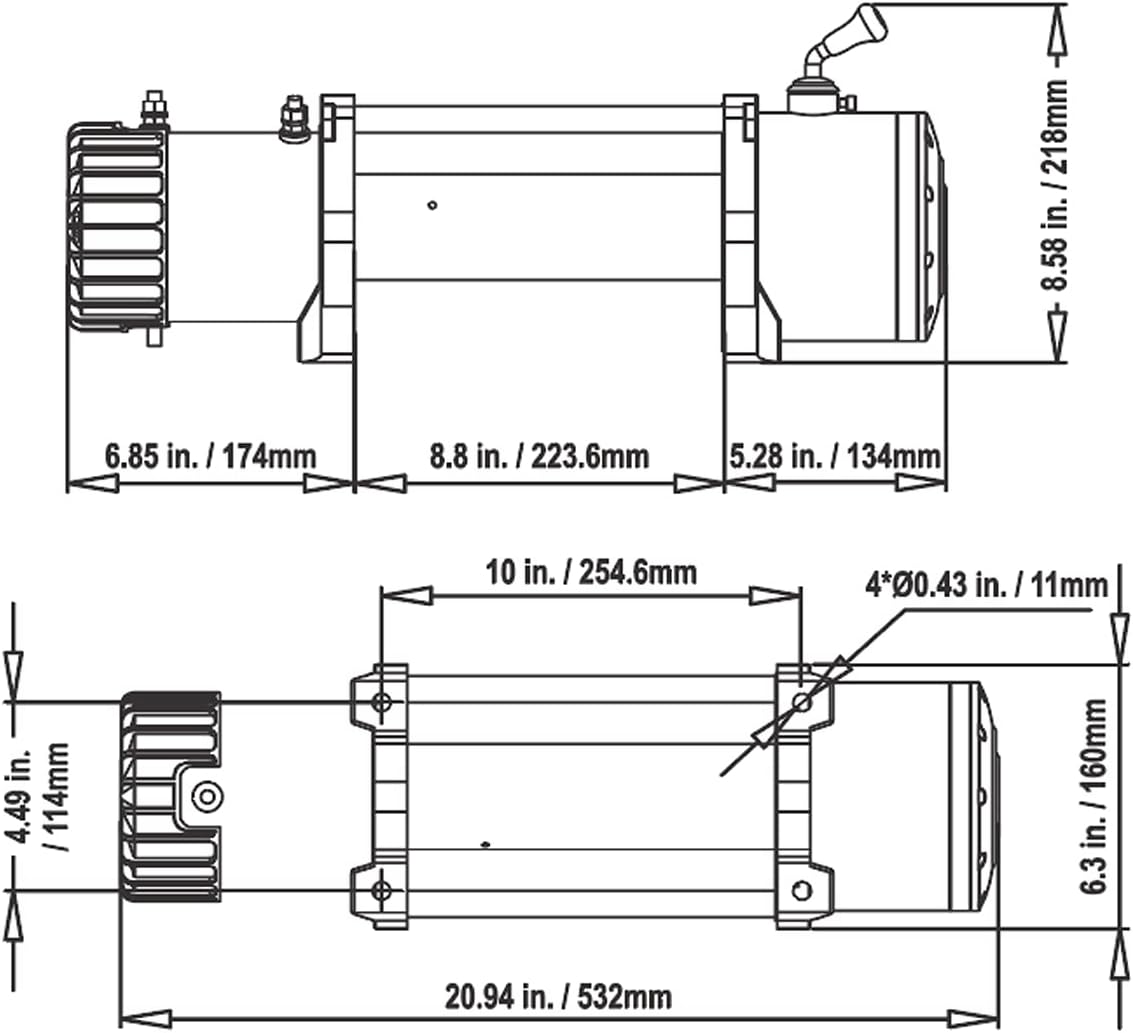 Cabrestante eléctrico impermeable IP68 de 12000 libras