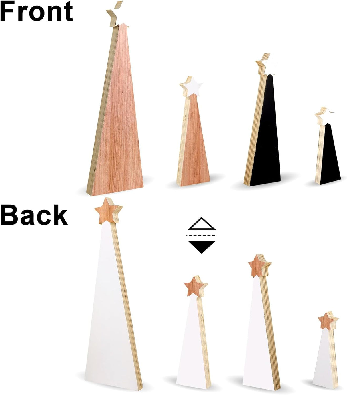 Árbol de Navidad de Madera, 4 Piezas, Decoración Original