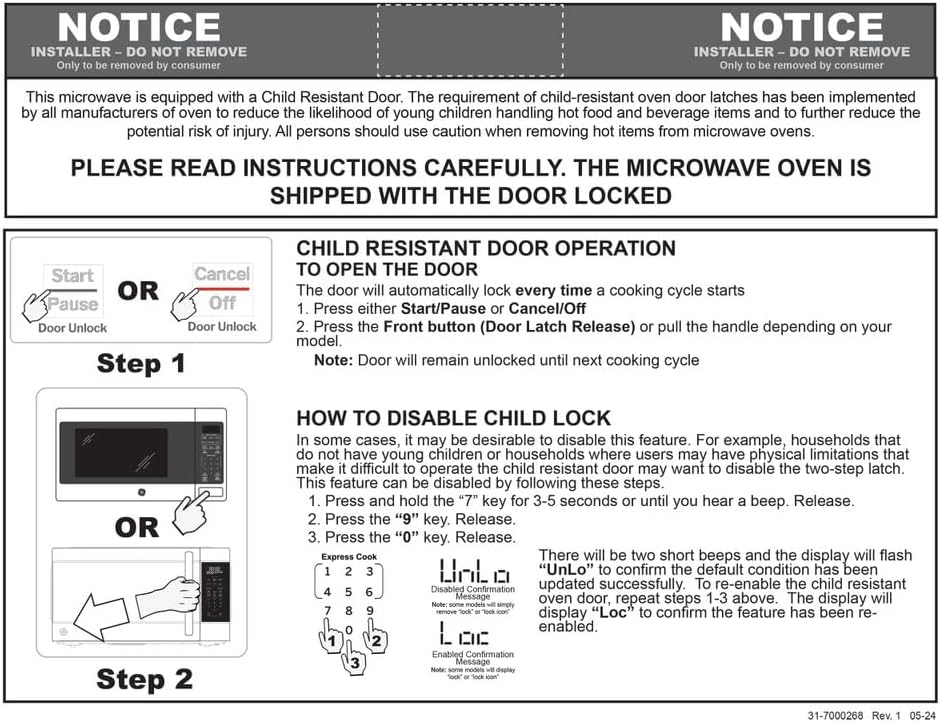 Horno Microondas GE GCST11N1WSS 1.1 cu ft 950W con Protección
