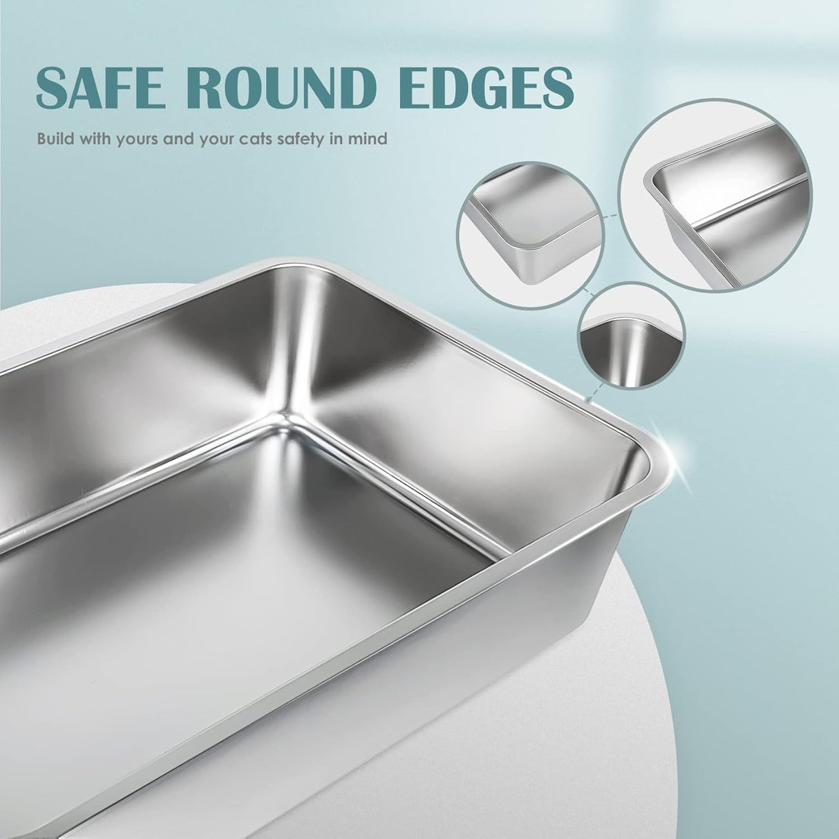 Caja de arena grande acero inoxidable con lado alto IKITCHEN