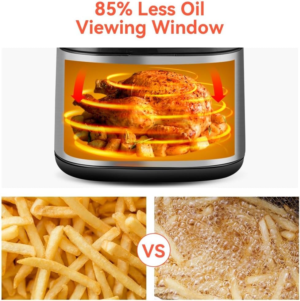 Freidora de Aire ASZ 5 qt, 8 Presets, 1400W, Auto Apagado