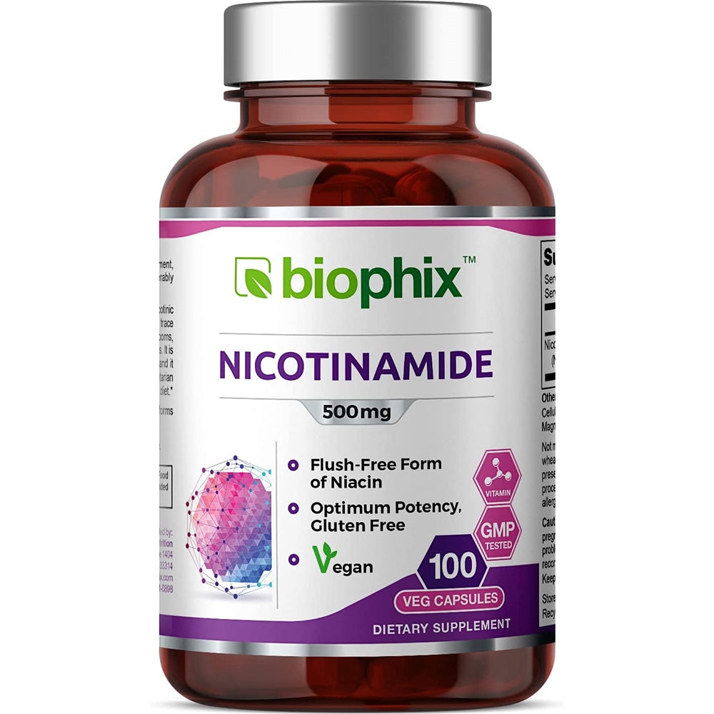 Suplemento B-3 Nicotinamida 500mg Apoya la Salud Celular 100
