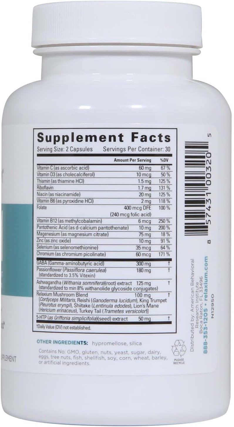 Suplemento Relaxium calmado sin hábito apoyo para el estrés