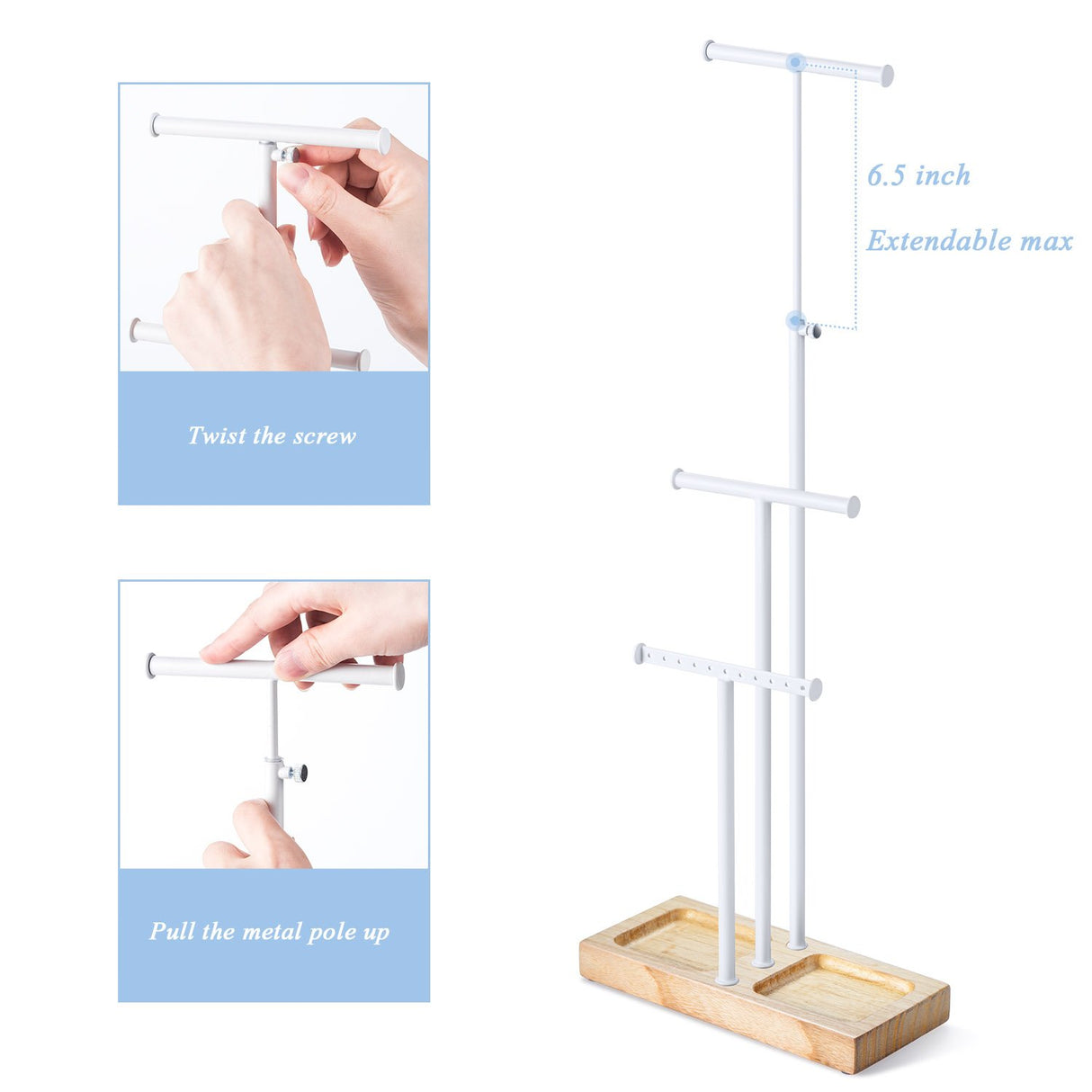 Almacenamiento para collares Pulseras Pendientes Madera