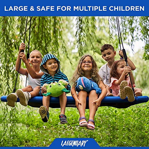 LAEGENDARY - Columpio gigante para árbol de plataforma de 60 pulgadas para niños y adultos, soporta hasta 700 libras, columpio de surf para uso en exteriores e interiores, rectángulo azul