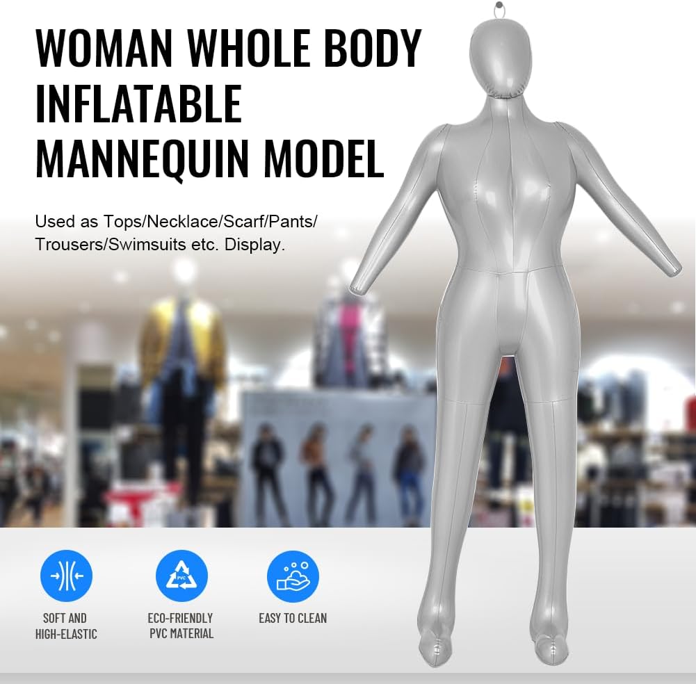 Maniquí Inflable Femenino 3 T, Cuerpo Completo con Brazos y Cabeza