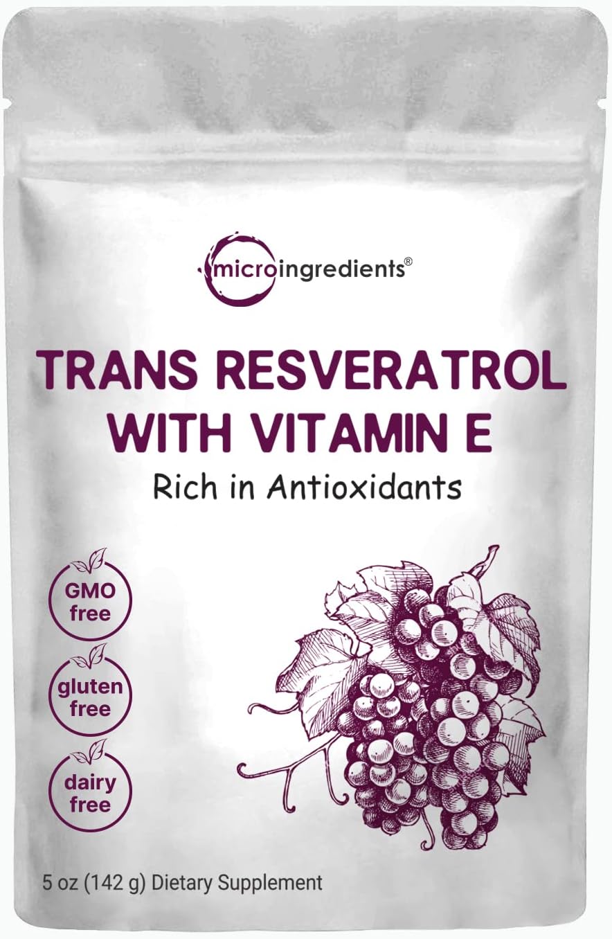 Suplemento polvo puro de trans-resveratrol con vitamina E