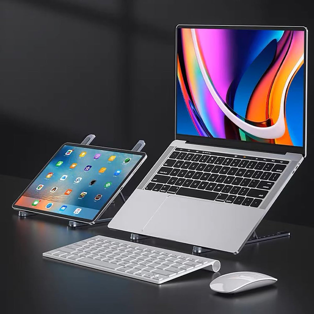 Soporte portátil para laptop y teléfono, ajustable y ergonómico