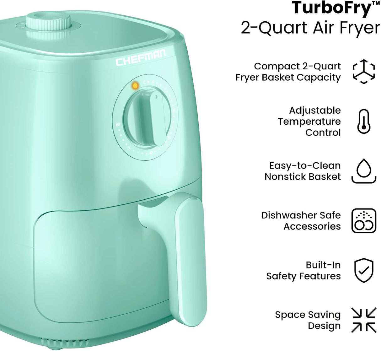 Freidora de Aire Chefman TurboFry 2 Qt, Sin Aceite, Timer 60 Min