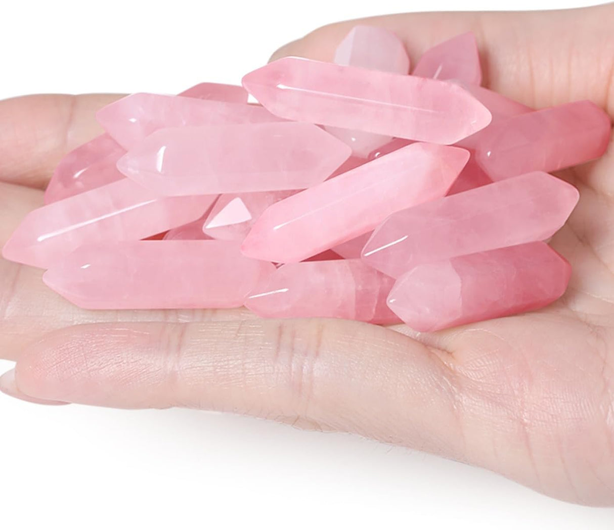 Juego de Cristales de Cuarzo Rosa para Meditación y Reiki