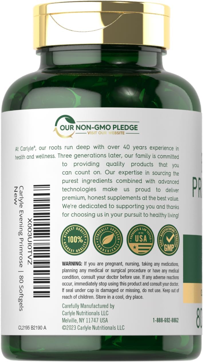 Suplementos Carlyle Cápsulas de aceite de onagra de 1000 mg