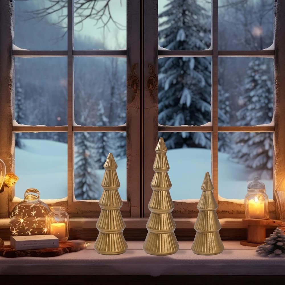 Árbol de Navidad de Madera, Set de 3, Decoración Festiva