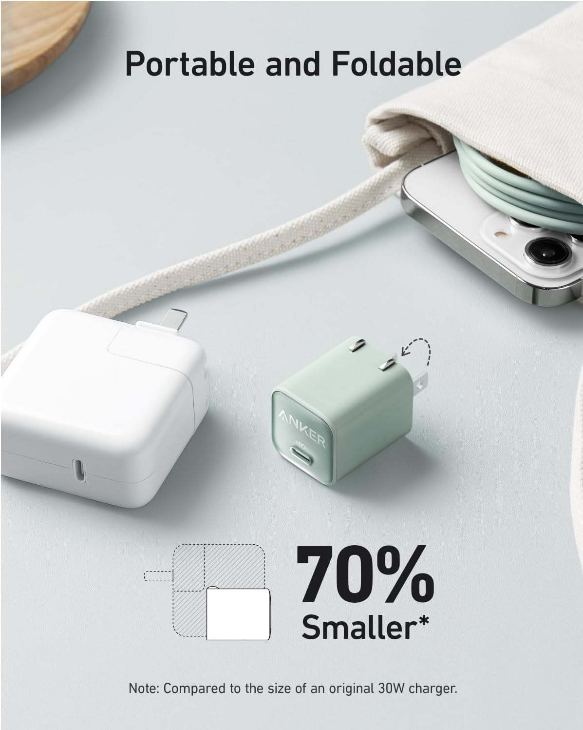 Cargador USB C GaN de 30 W plegable Anker