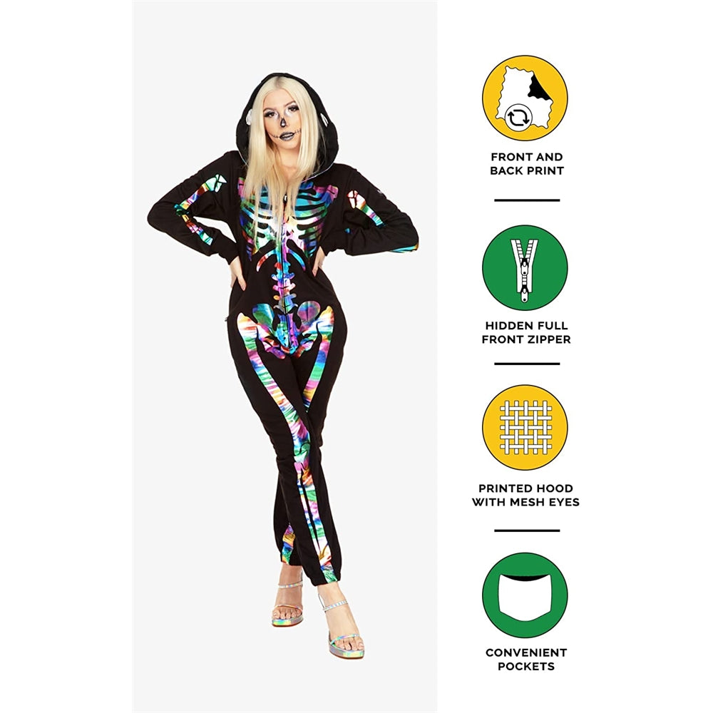 Disfraz de esqueleto de Halloween para mujer talla L