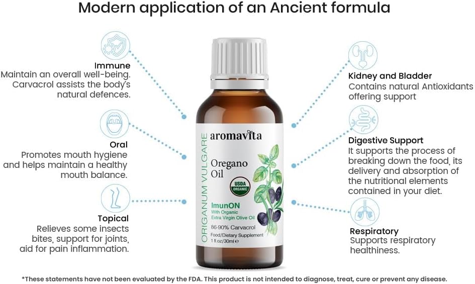 Aceite de Orégano Orgánico Griego - Extra Fuert, Apoyo Inmune