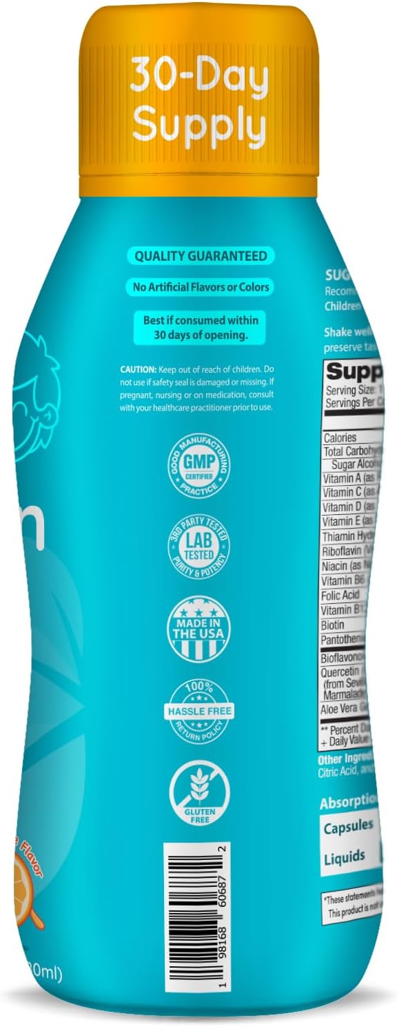 Multivitamínico líquido sin azúcar para niños, 32 porciones