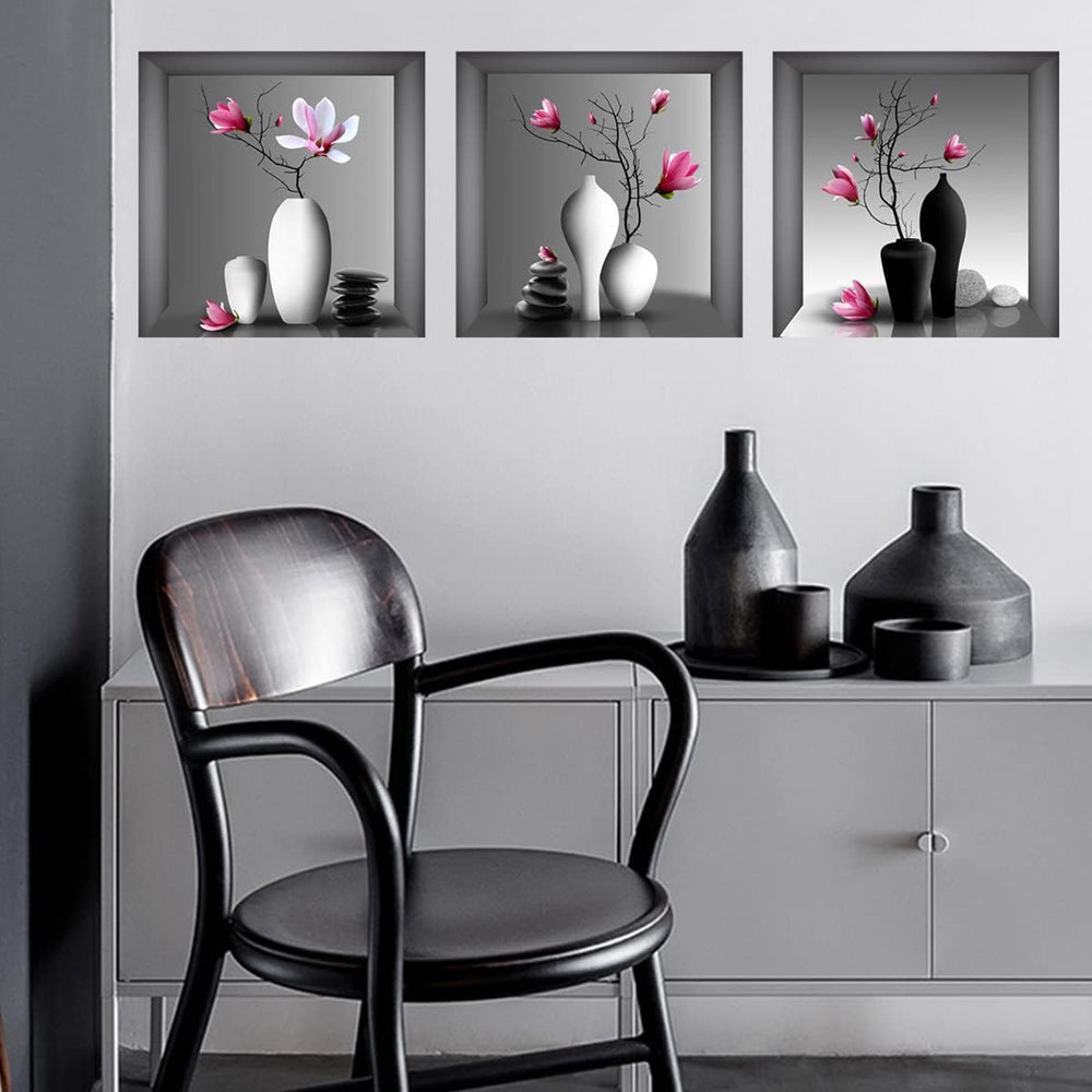 Stickers 3D Jarrón Orquídea, Decoración Pared, Modelo VASE ORCHID