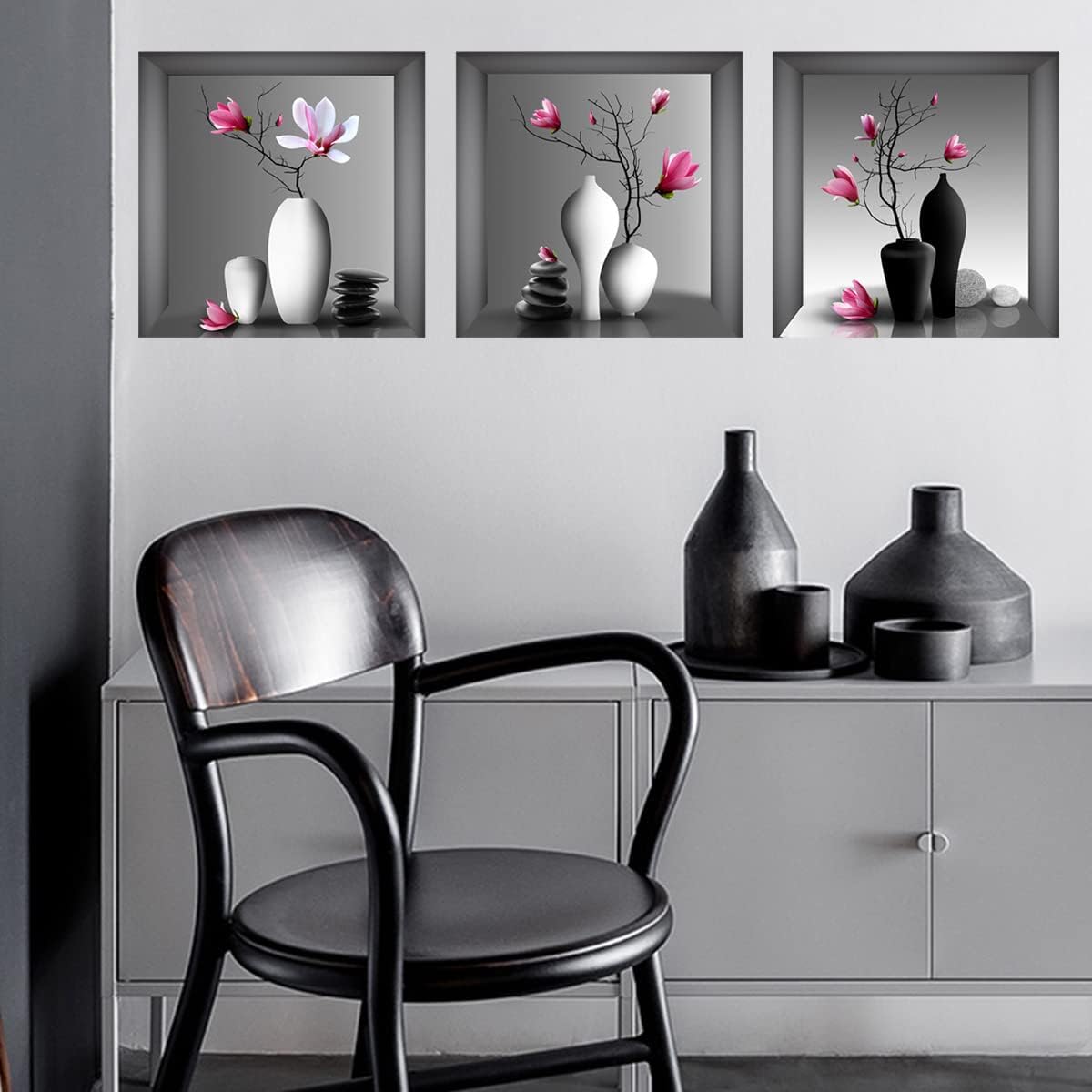 Stickers 3D Jarrón Orquídea, Decoración Pared, Modelo VASE ORCHID