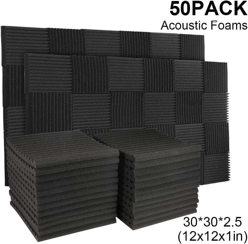 Paneles Acústicos 50 Pack, Espuma Aislante, 1 X 12 X 12