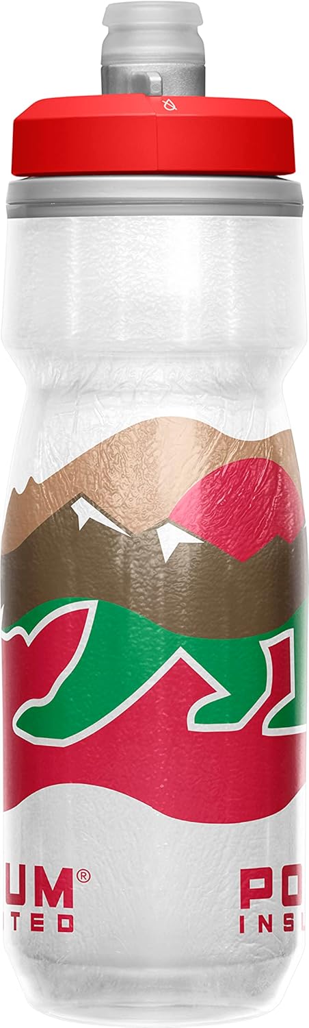 CamelBak Podium Chill Botella de agua aislada para bicicleta, botella fácil de apretar, se adapta a la mayoría de jaulas de bicicleta, 21 onzas, California