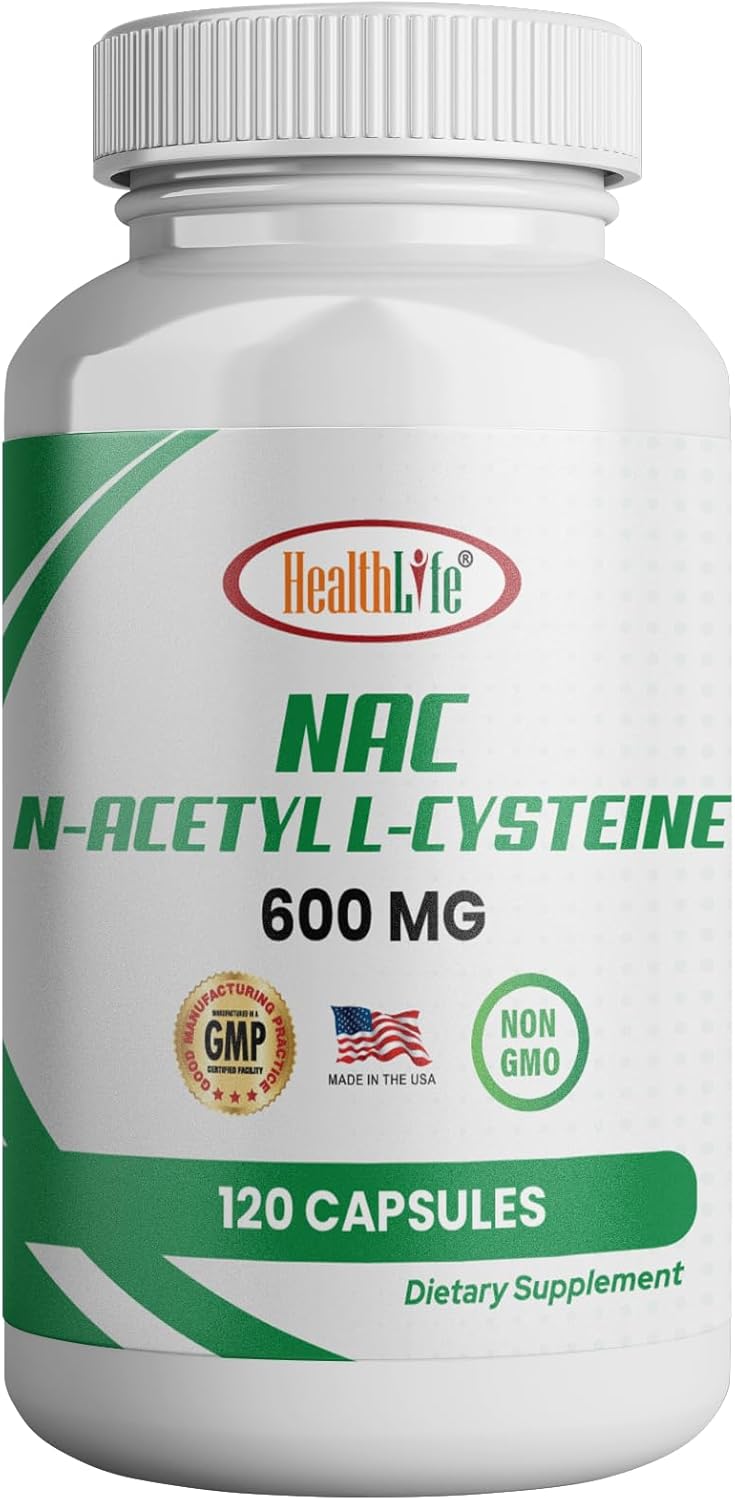 N-Acetil L-Cisteína 600mg - HealthLife, 120 cápsulas, No GMO