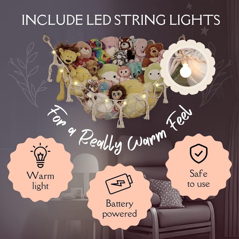 Hamaca de Almacenamiento para Peluches - Decoración Boho - 2 Pack