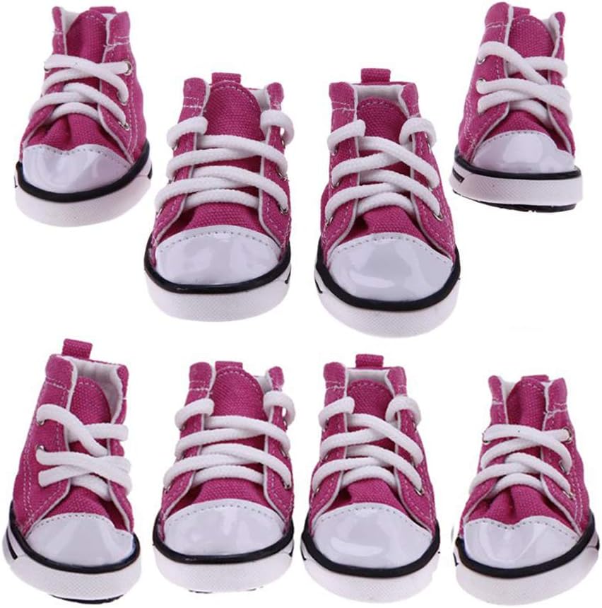 Botas, zapatillas y zapatos deportivos de lona para cachorros de abcGoodefg, zapatos casuales no deslizantes para exteriores, suela de goma y tela interna de algodón suave, Rosado