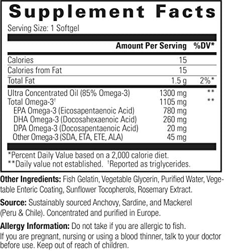 Omega-3, con recubrimiento entérico.