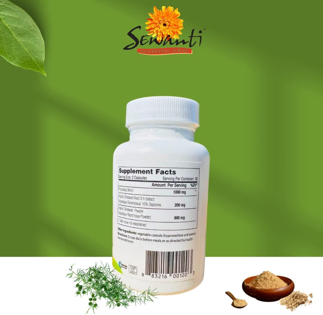 Suplemento Sewanti Shatavari Cápsulas Raíz de espárragos